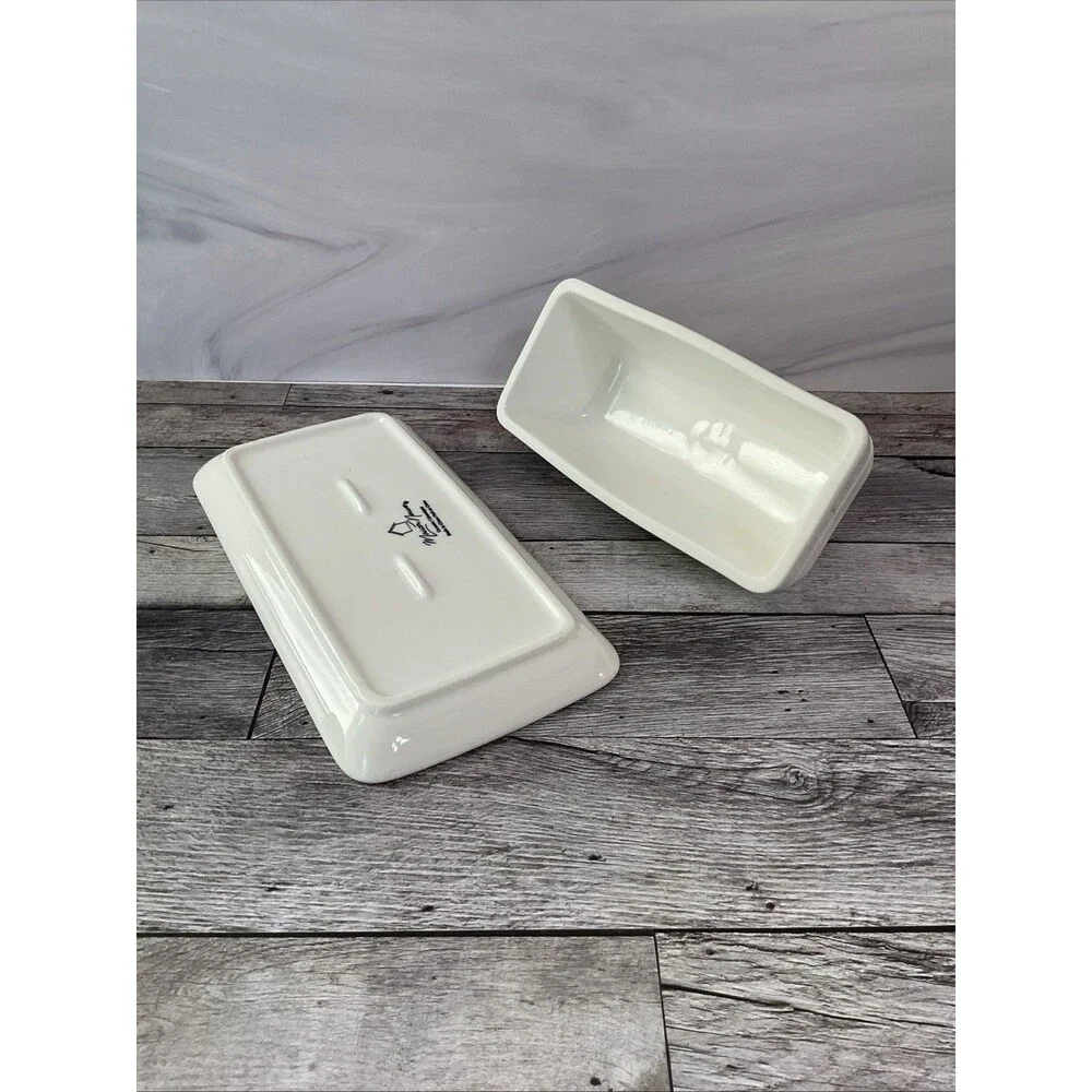 Maison Neuve Ceramic White Butter Dish w/Lid 8 3/8